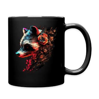 Raccoon Animal Motif Forest Animals Wildlife Funny - Full Colour Mug - black - Right