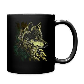 Wolf Geschenk Heulende Wölfe Tier Tiermotiv Jagd - Tasse einfarbig - Schwarz - Rechts