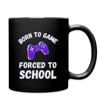 Né pour le jeu Forcé à l’école Jeu drôle de dicton - Mug uni - noir - Droite