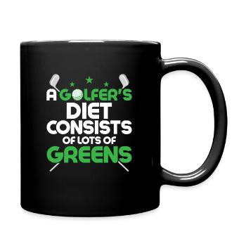 A Golfer's Diet Consists Of Lots Of Greens Golfing - Full Colour Mug - black - Right