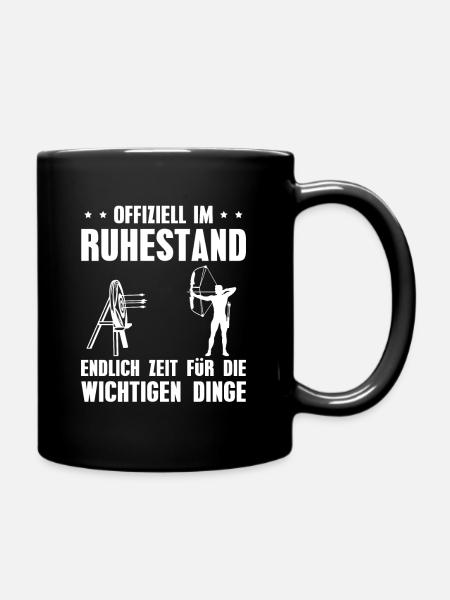 Rente Bogenschießen Ruhestand Rentner Geschenk - Tasse einfarbig - Schwarz