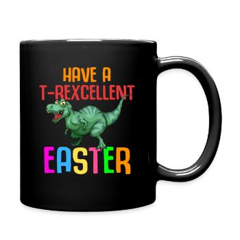 Easter T-rex Dinosaur Rabbit Easter Holiday - Full Colour Mug - black - Right