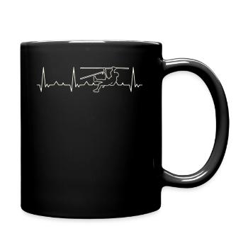 Zipline Bergklettern. Herz. Liebe. Ekg. Impuls. - Tasse einfarbig - Schwarz - Rechts