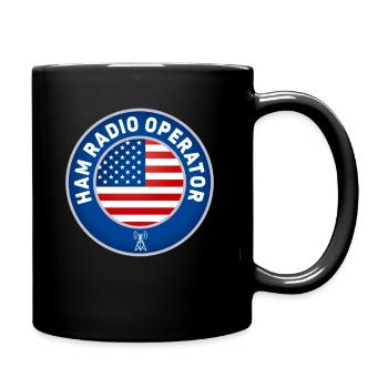 Ham Radio Operator US Flag - Full Colour Mug - black - Right