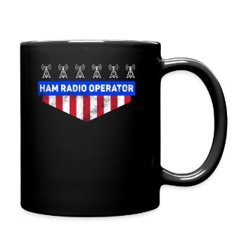 Ham Radio Operator US Flag - Full Colour Mug - black - Right