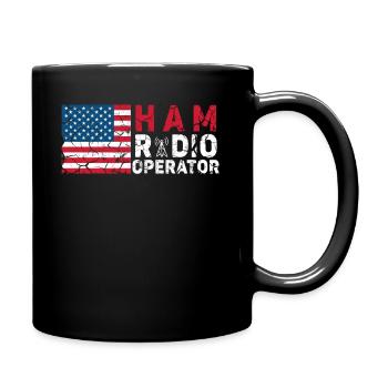 Ham Radio Operator US Flag - Full Colour Mug - black - Right