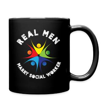 Real Men Marry Social Worker - Full Colour Mug - black - Right