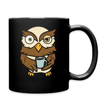 Owl Bird Owner Coffee Drinker - Full Colour Mug - black - Right