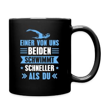 Schwimmen Schwimmbad Freischwimmer - Tasse einfarbig - Schwarz - Rechts