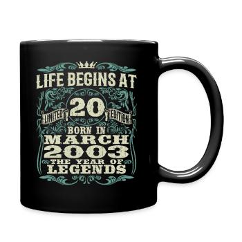 20 years old - birthday 2003 - born in march 2003 - Full Colour Mug - black - Right