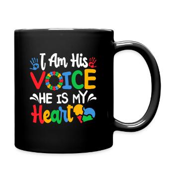 Autisme Fathering Je suis sa voix Il est mon cœur - Mug uni - noir - Droite