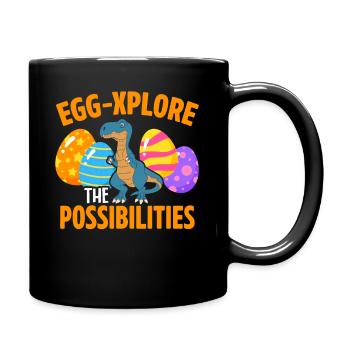Easter T-rex Dinosaur Rabbit Easter Holiday - Full Colour Mug - black - Right