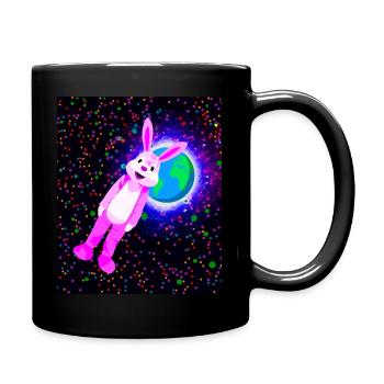 Pink rabbit in space - Full Colour Mug - black - Right