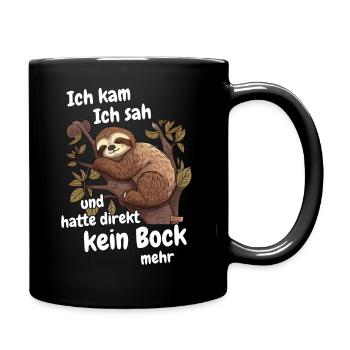 Faultier Faultiere Tier Schlafen Faul - Tasse einfarbig - Schwarz - Rechts