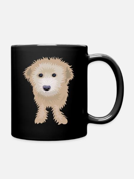 A cute Cockapoo dog portrait - Full Colour Mug - black