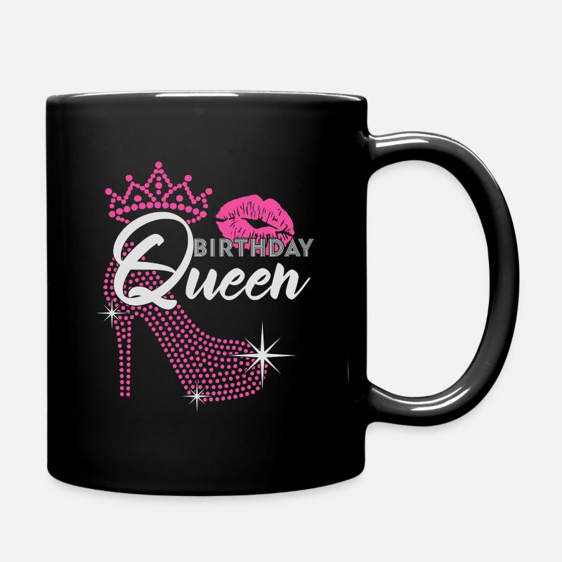 Birthday Queen Frau Glitzer High Heel - Tasse einfarbig - Schwarz