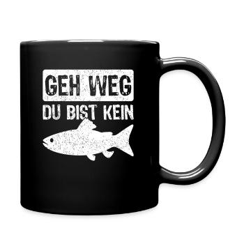 Angler Angeln Fischer Fischen Angel Spruch - Tasse einfarbig - Schwarz - Rechts