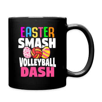 Ostern Volleyball Hase Ferien Kaninchen Sport - Tasse einfarbig - Schwarz - Rechts