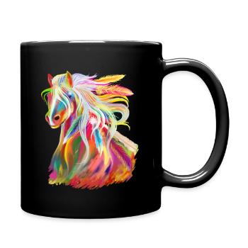 Horse Head Watercolor Equestrian - Full Colour Mug - black - Right