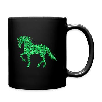 Horse Shamrock Horseback Riding Equestrian - Full Colour Mug - black - Right