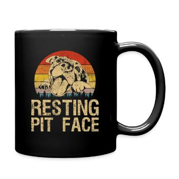 Vintage Pitbull Resting Pit Face - Full Colour Mug - black - Right
