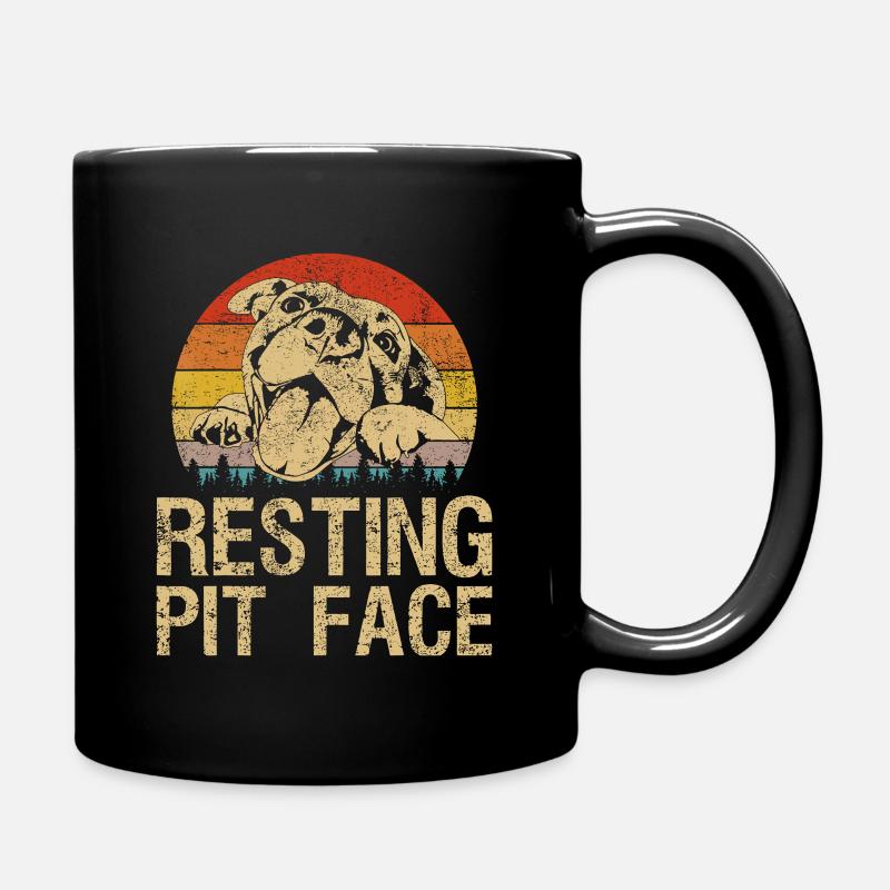 Vintage Pitbull Ruhegrube Gesicht - Tasse einfarbig - Schwarz
