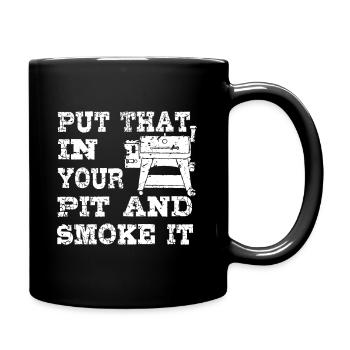 BBQ Pit Gift Grill for Meat Smoking Love - Full Colour Mug - black - Right