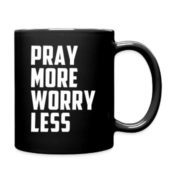 Priez plus de soucis moins - Mug uni - noir - Droite