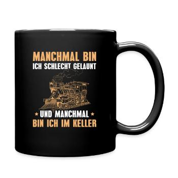 Modelleisenbahn Spruch Dampflock Modellbauer - Tasse einfarbig - Schwarz - Rechts