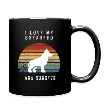 I love my shepherd and Sunsets - Full Colour Mug - black - Right