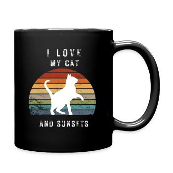 I love my Cat and Sunsets - Full Colour Mug - black - Right