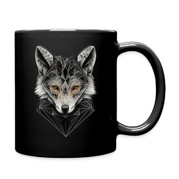 Fuchs Polygon Füchse Geschenk Kunst Tier Zoo Motiv - Tasse einfarbig - Schwarz - Rechts