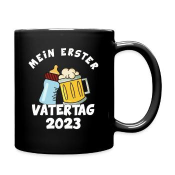 Vater Vatertag Papa Herren Geschenk Baby Bier süß - Tasse einfarbig - Schwarz - Rechts