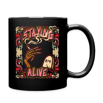Zombie Joint, Tombstone, Funny Cannabis Saying - Full Colour Mug - black - Right