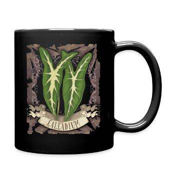 Calladium Lemaireanum vintage botanische Blätter - Tasse einfarbig - Schwarz - Rechts