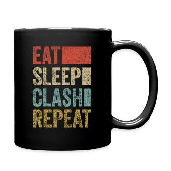 Eat Sleep Clash Repeat Vintage Gaming Clan - Full Colour Mug - black - Right