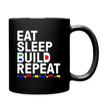 Funny Eat Sleep Build Gift Cool Blocks Building - Full Colour Mug - black - Right