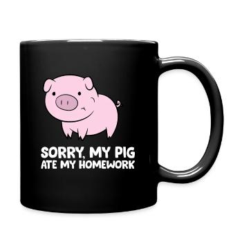 Schweine Kinder Schule Liebe Schweine Entschuldigung - Tasse einfarbig - Schwarz - Rechts