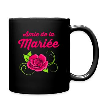 Freundin der Braut Geschenk Rose romantisch - Tasse einfarbig - Schwarz - Rechts