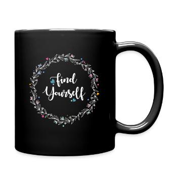 Flower Wreath Hearts Find Yourself - Full Colour Mug - black - Right