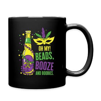 Mardi Gras Karneval Maske Bier Perlen Tölpel - Tasse einfarbig - Schwarz - Rechts