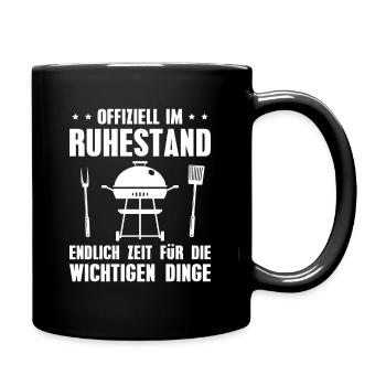 Rente Grillen Ruhestand Geschenkidee - Tasse einfarbig - Schwarz - Rechts