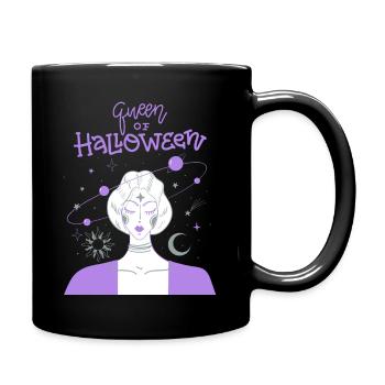Comic Hexe, lustiger Halloween Spruch - Tasse einfarbig - Schwarz - Rechts