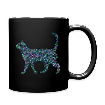 Abstract cat - designed using spots and circles - Full Colour Mug - black - Right