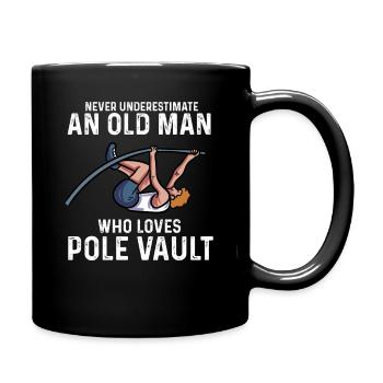 old man who loves pole vault Design for a pole - Tasse einfarbig - Schwarz - Rechts