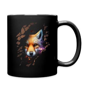 Fuchs Weltraum Sterne Geschenk Tier Knuffig Süß - Tasse einfarbig - Schwarz - Rechts
