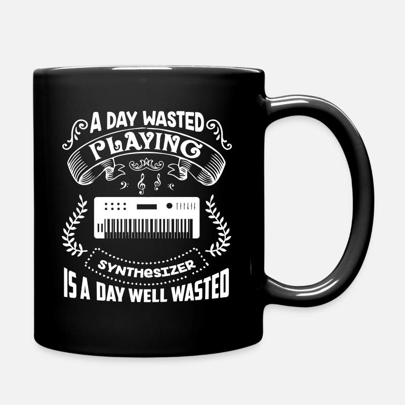 Synthesizer A Day Playing Synthesizer - Full Colour Mug - black