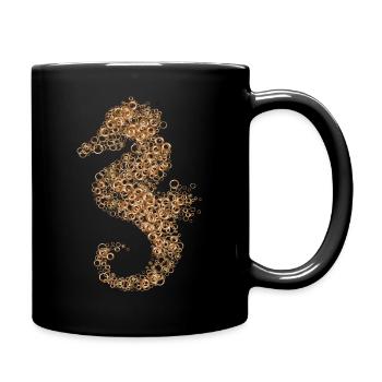 Steampunk seahorse abstract design - Full Colour Mug - black - Right