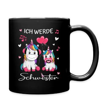 Ich werde Schwester Einhorn mit Kopfhörern Musik - Tasse einfarbig - Schwarz - Rechts