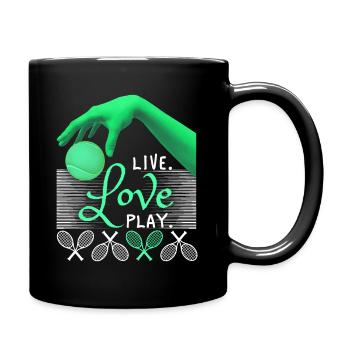 Tennis Live-Love-Play, un dicton pour les joueurs de tennis - Mug uni - noir - Droite